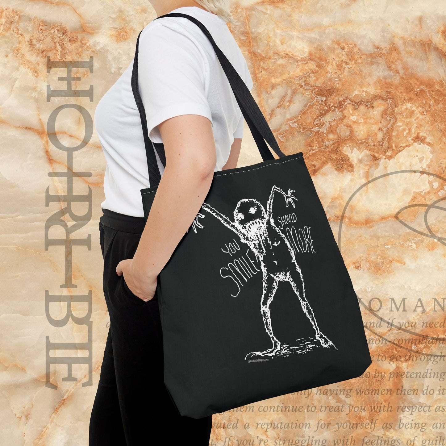 “You Should Smile More” - Black Tote Bag