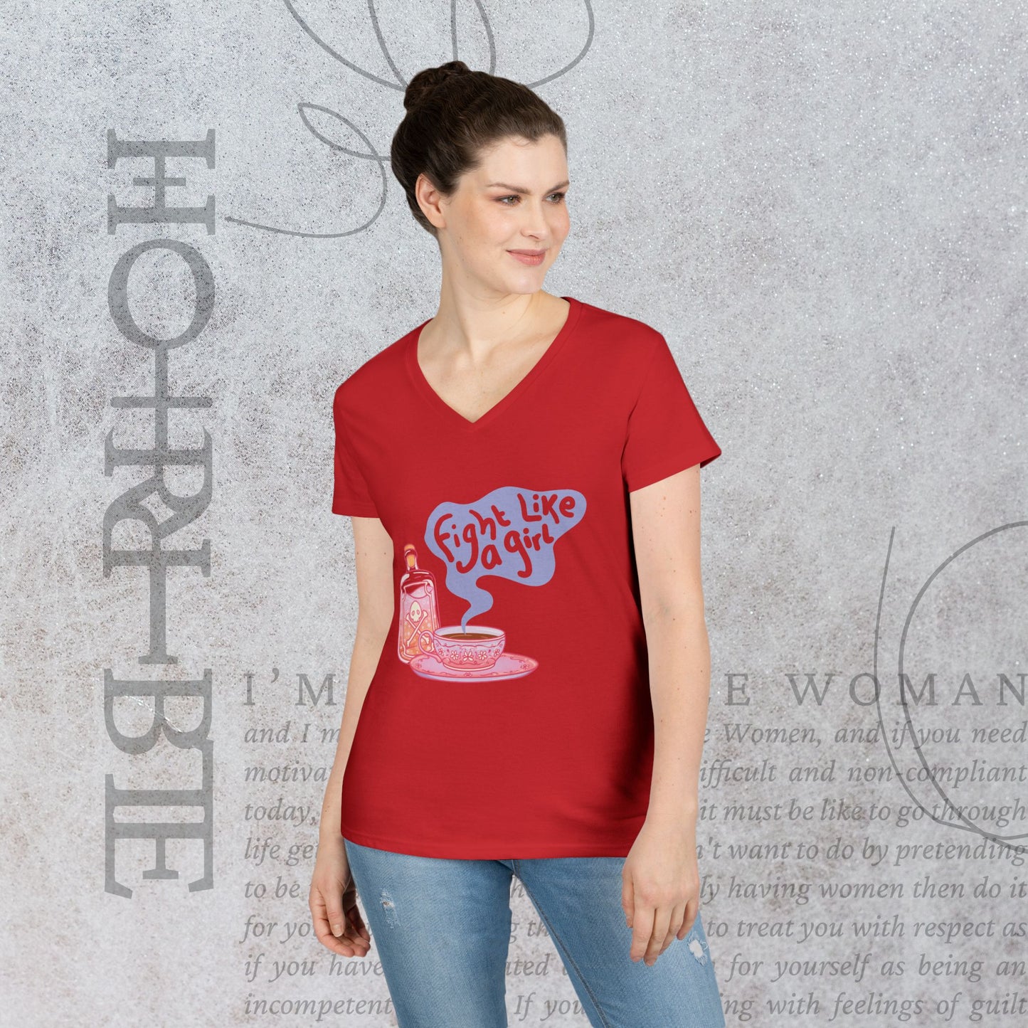 "Fight Like a Girl" - V-Neck T-Shirt