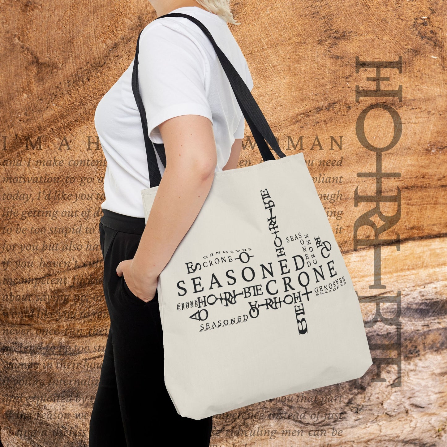 "Seasoned Crone" - White Tote Bag