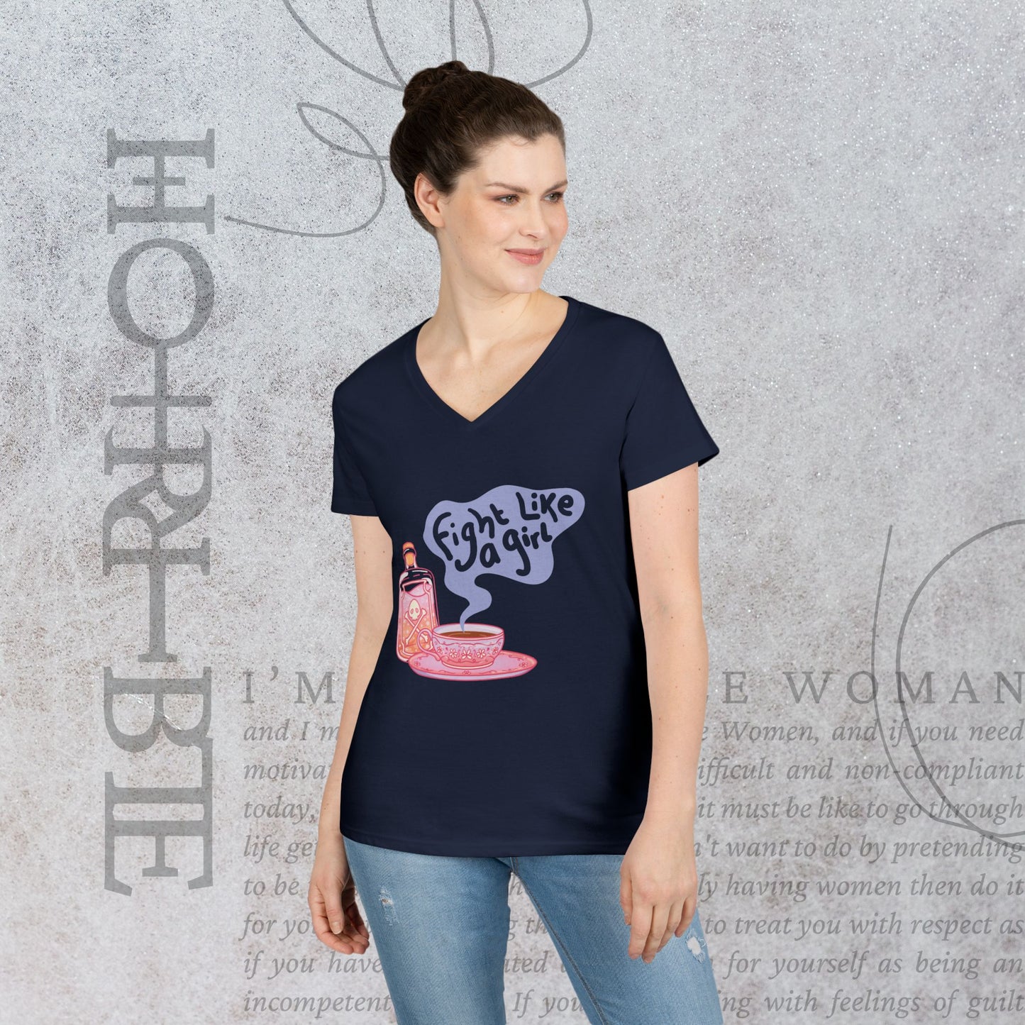 "Fight Like a Girl" - V-Neck T-Shirt