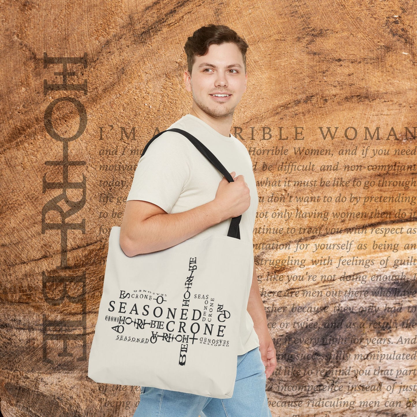 "Seasoned Crone" - White Tote Bag