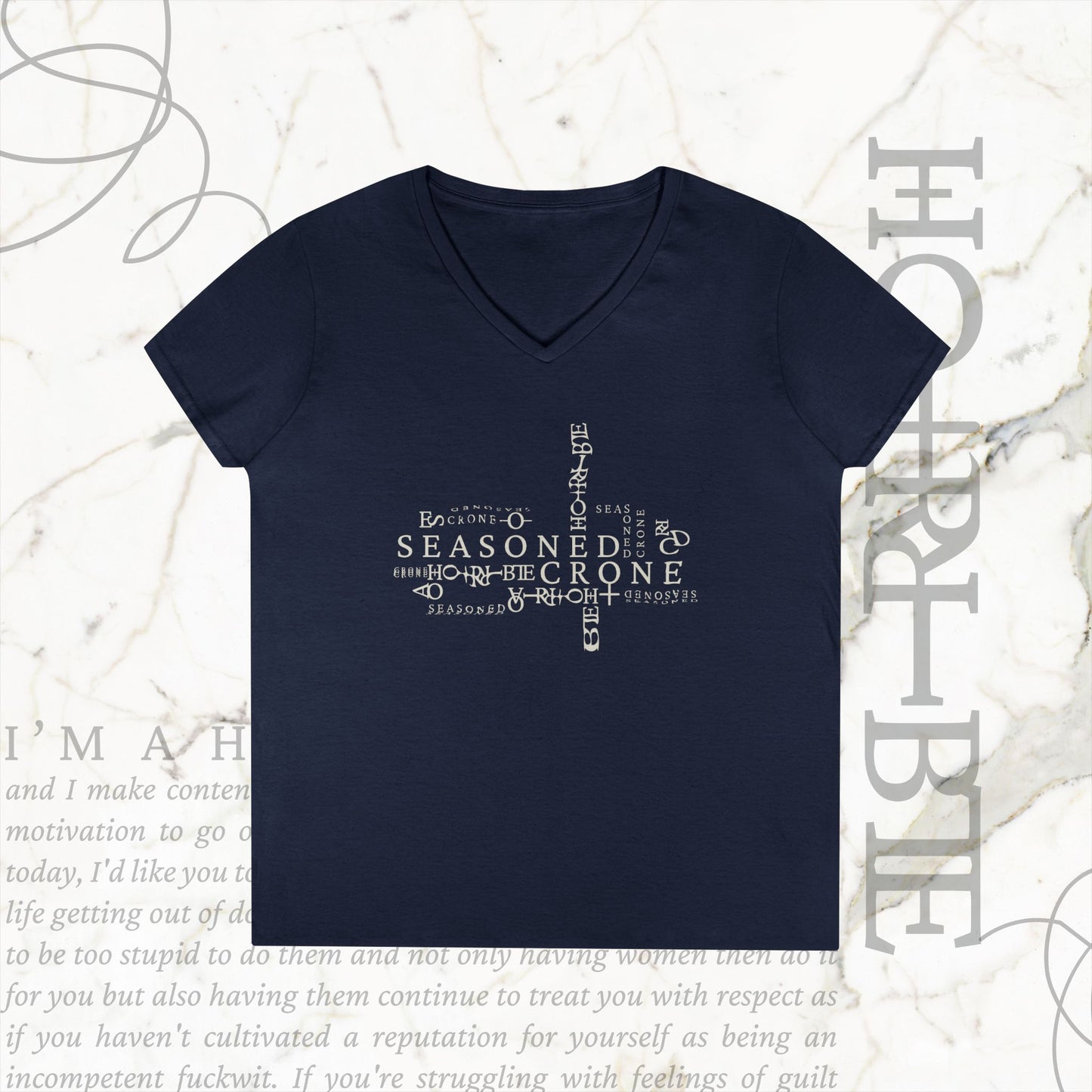 "Seasoned Crone" - V-Neck T-Shirt