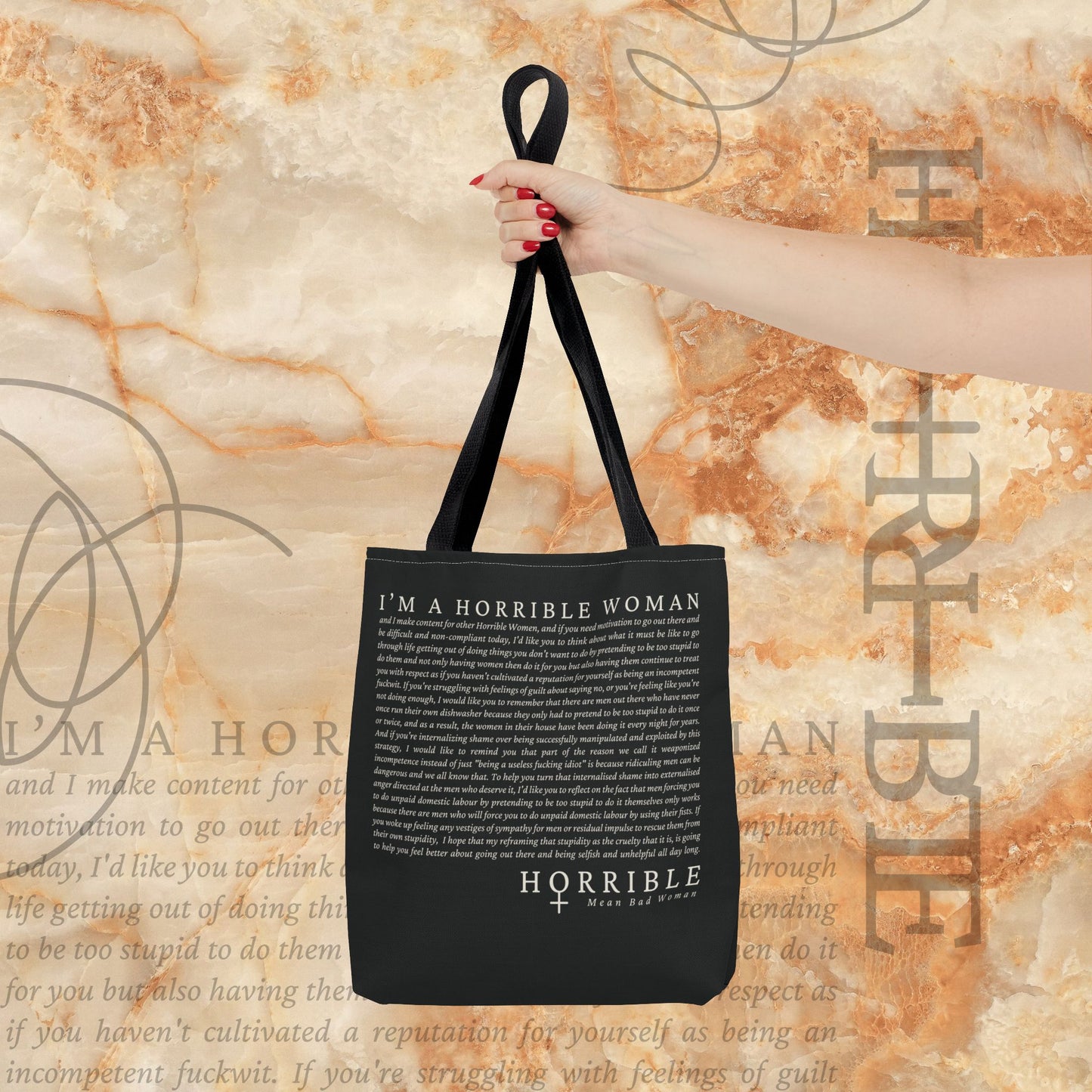 “A Horrible Rant For Horrible Women” -  Black Tote Bag