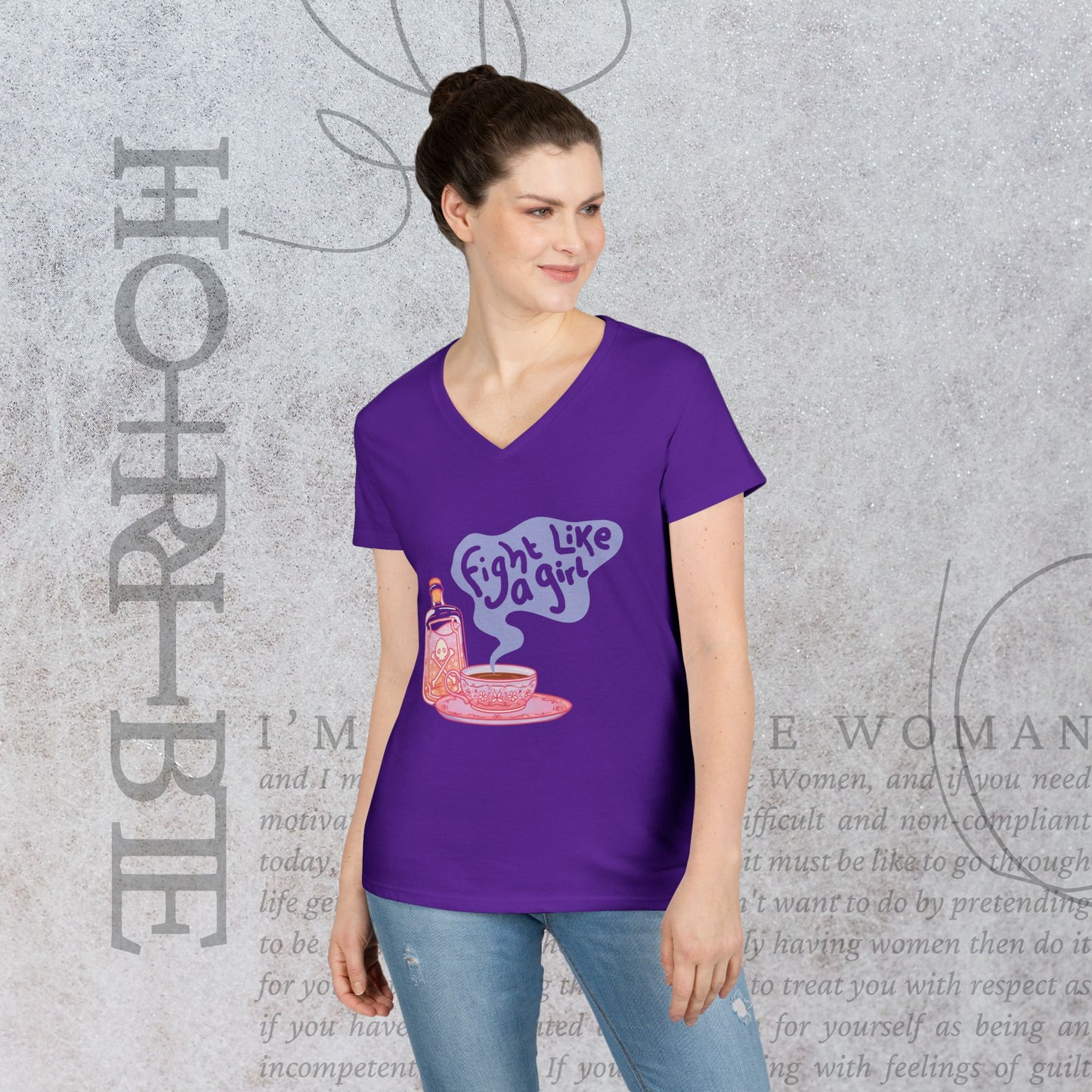 "Fight Like a Girl" - V-Neck T-Shirt