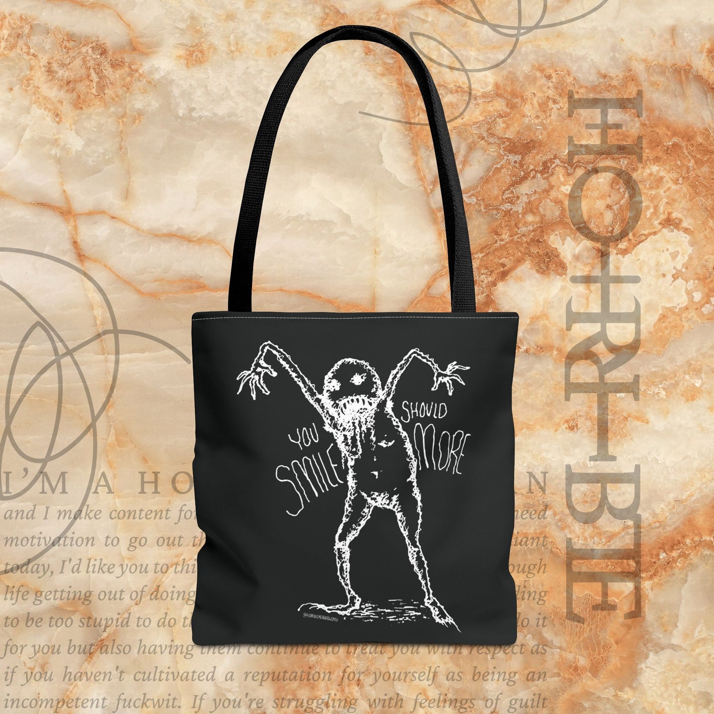 “You Should Smile More” - Black Tote Bag