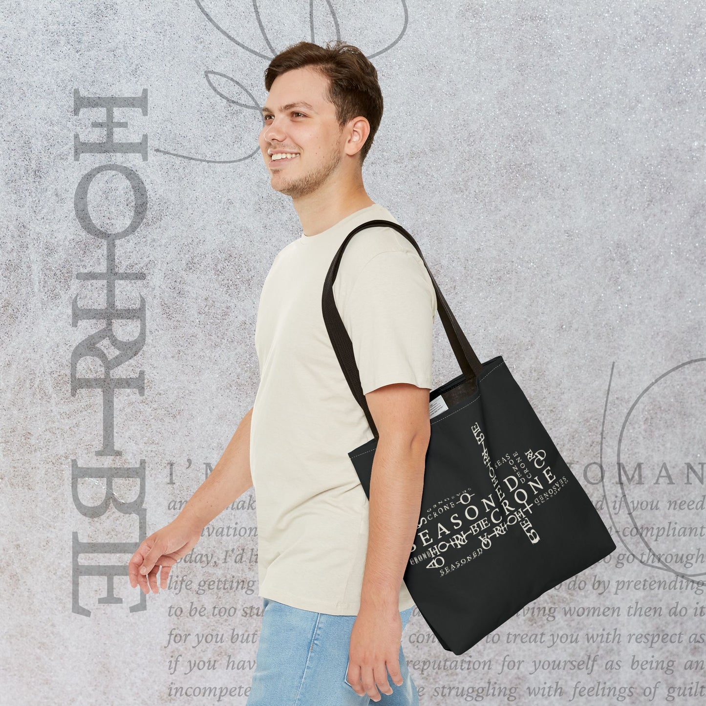 "Seasoned Crone" - Black Tote Bag