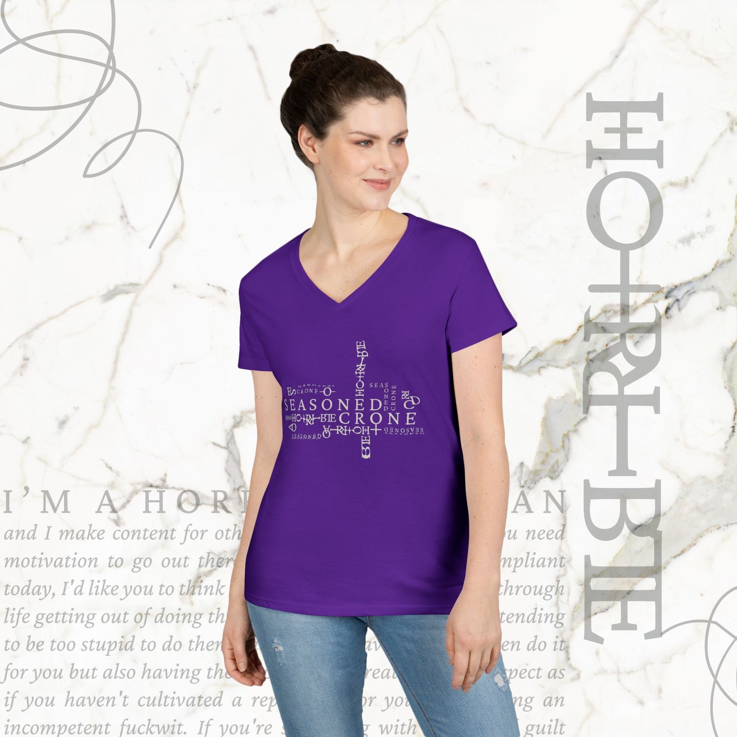 "Seasoned Crone" - V-Neck T-Shirt