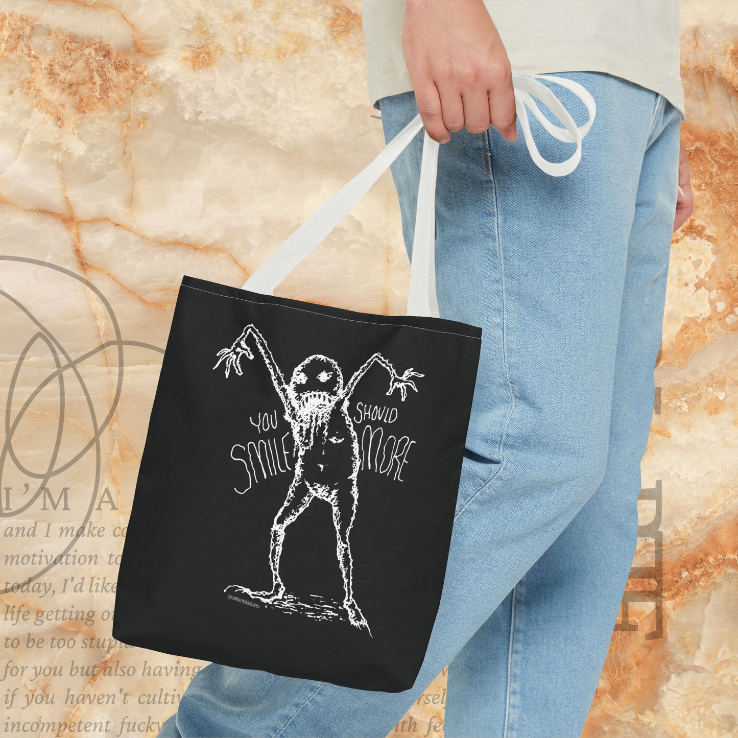 “You Should Smile More” - Black Tote Bag