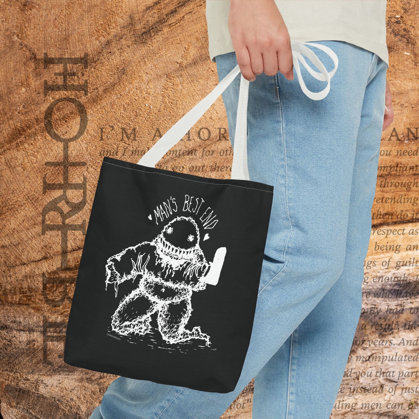 “Man’s Best End” - Black Tote Bag