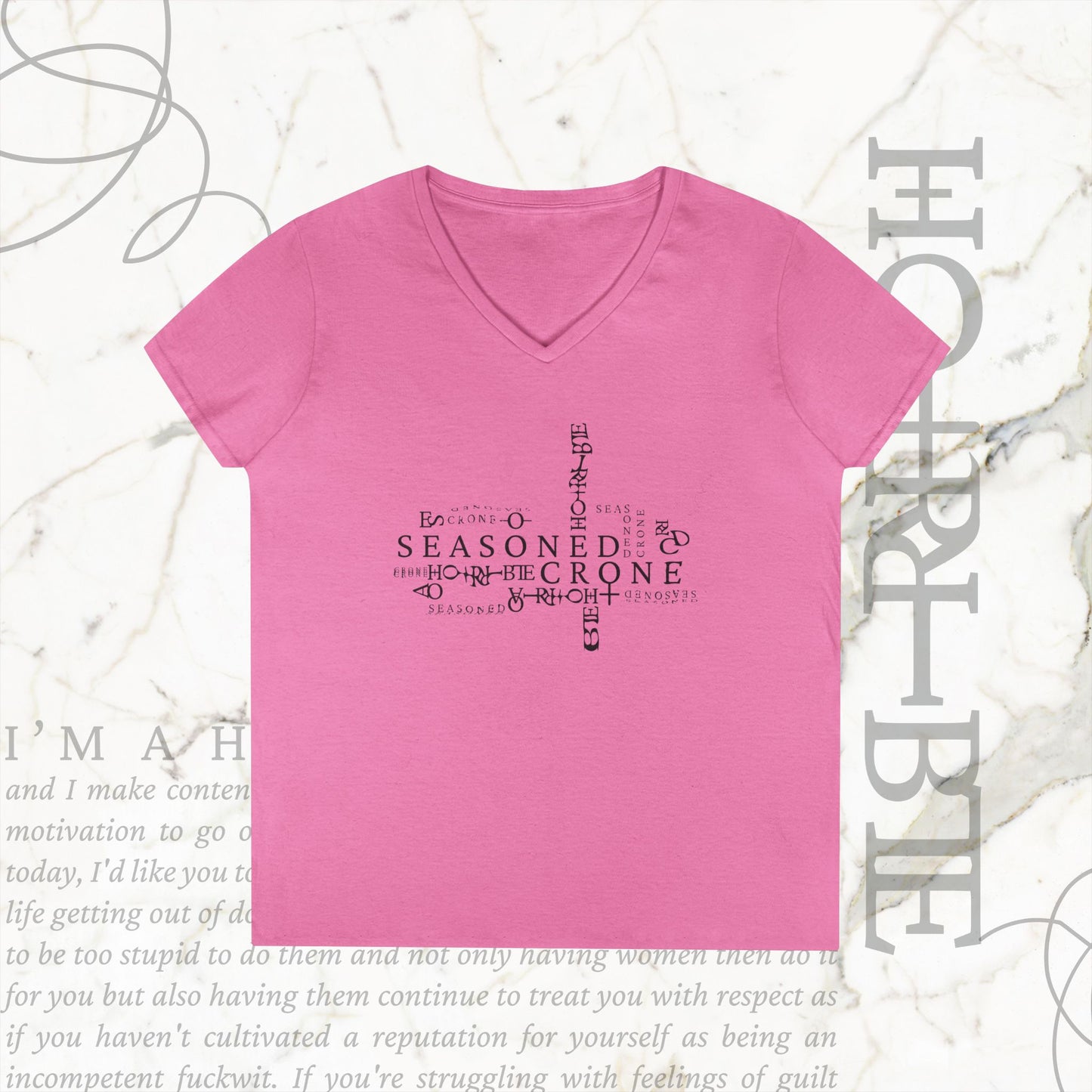 "Seasoned Crone" - V-Neck T-Shirt