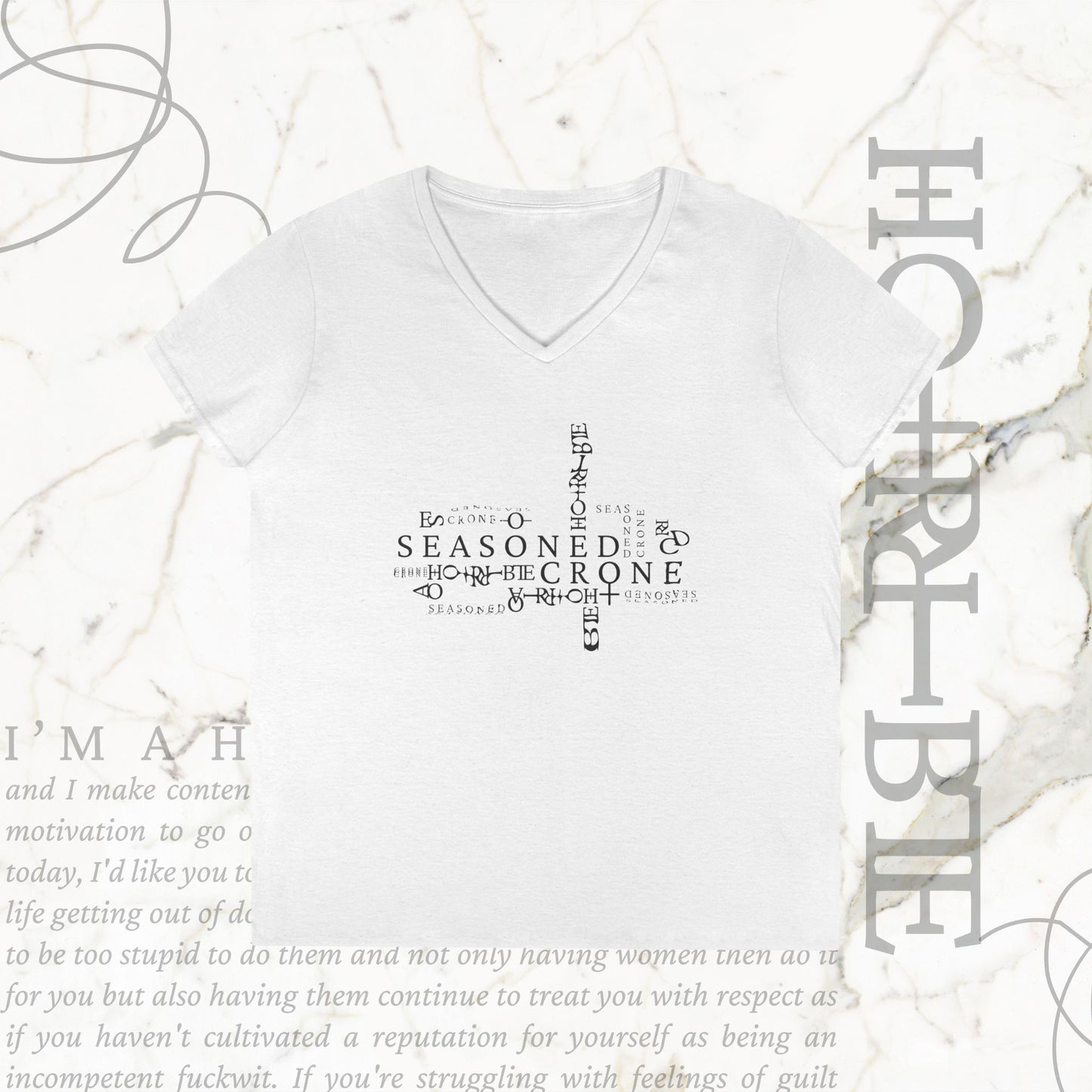 "Seasoned Crone" - V-Neck T-Shirt