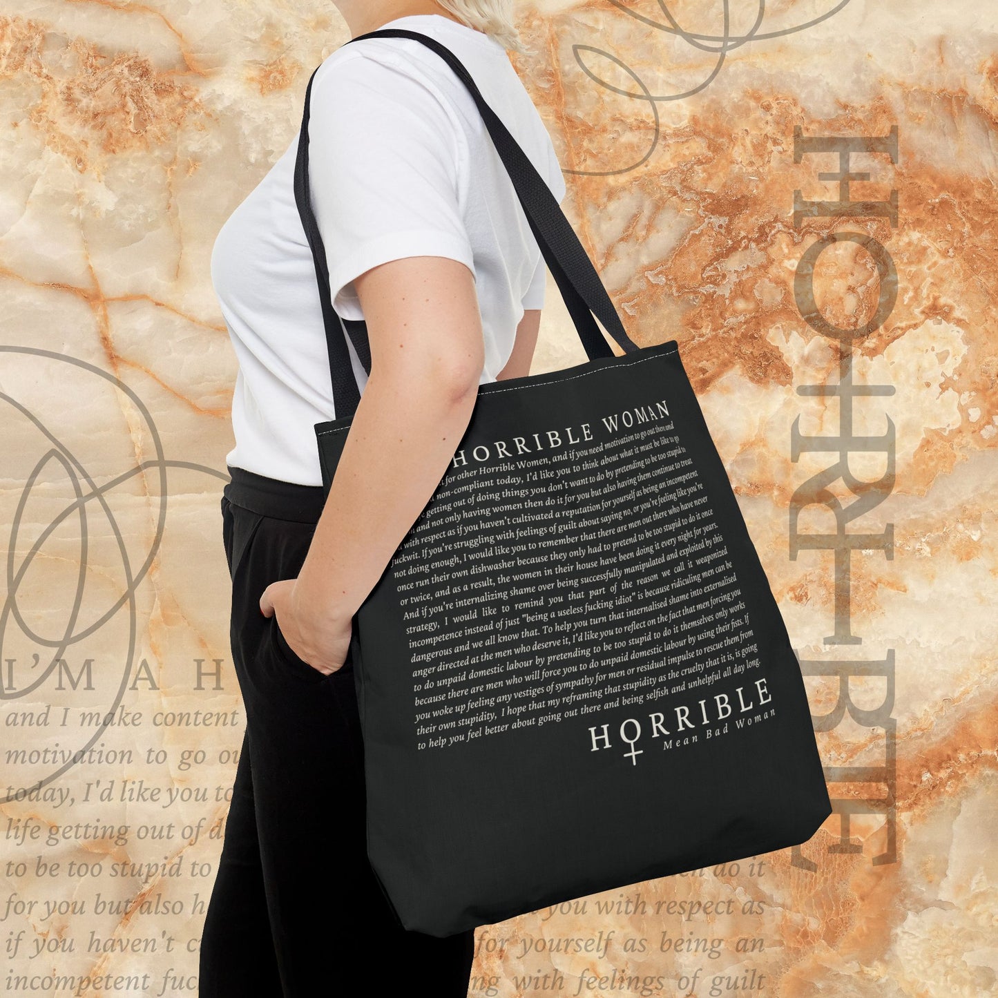 “A Horrible Rant For Horrible Women” -  Black Tote Bag