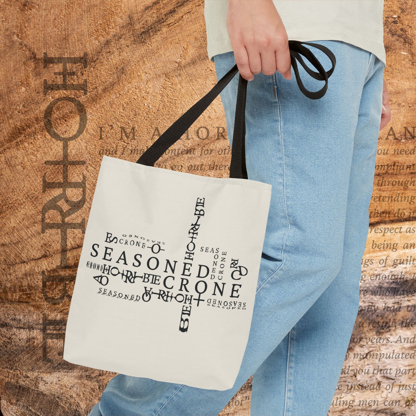 "Seasoned Crone" - White Tote Bag