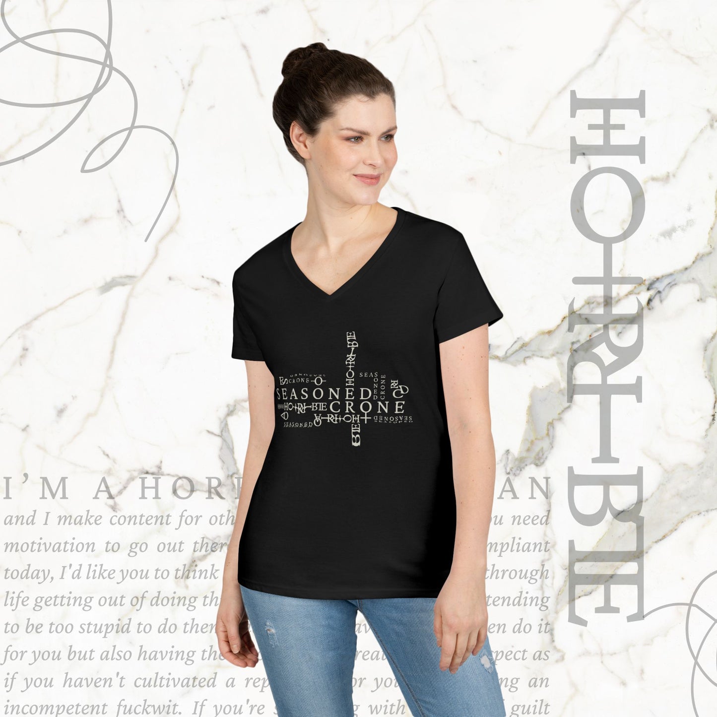 "Seasoned Crone" - V-Neck T-Shirt