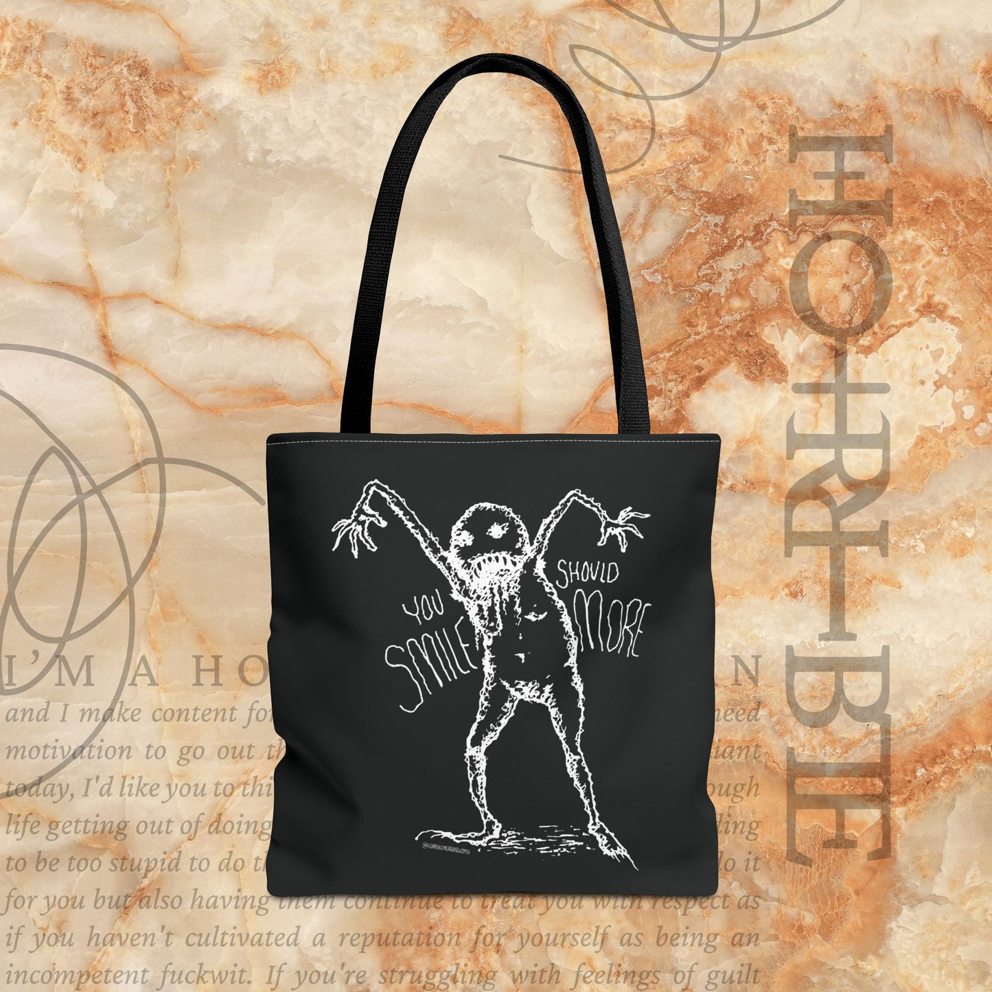 “You Should Smile More” - Black Tote Bag