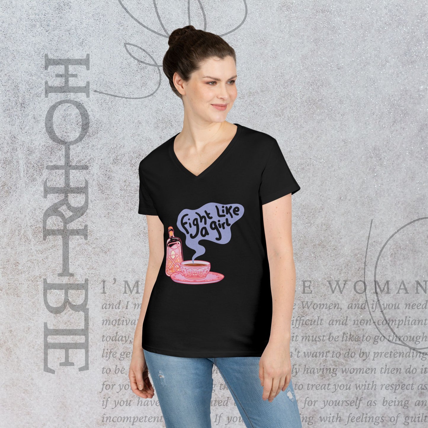 "Fight Like a Girl" - V-Neck T-Shirt