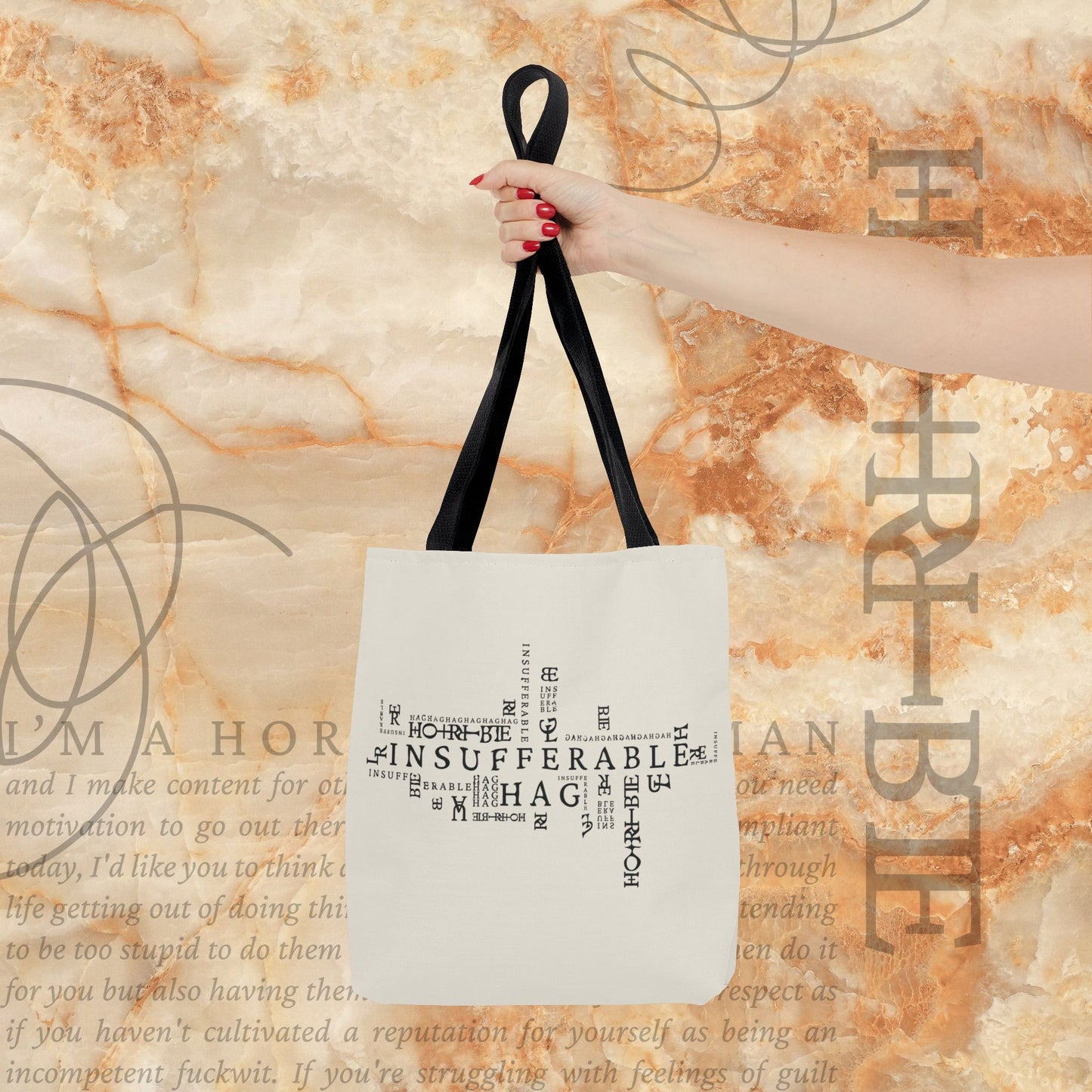 "Insufferable Hag" -  White Tote Bag
