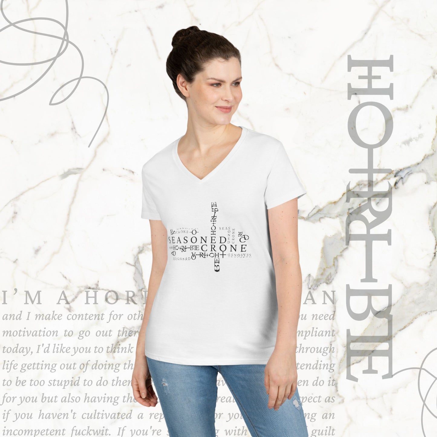 "Seasoned Crone" - V-Neck T-Shirt