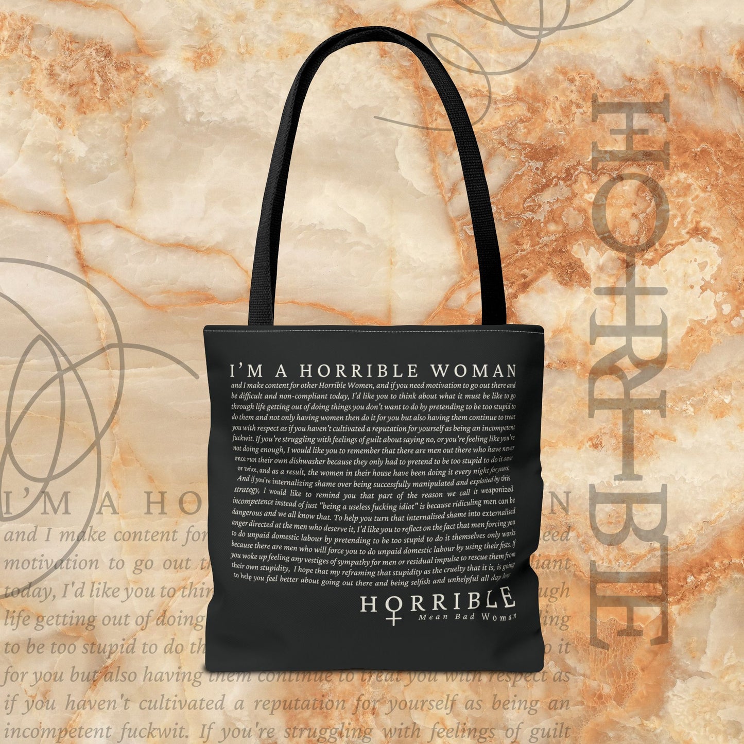 “A Horrible Rant For Horrible Women” -  Black Tote Bag