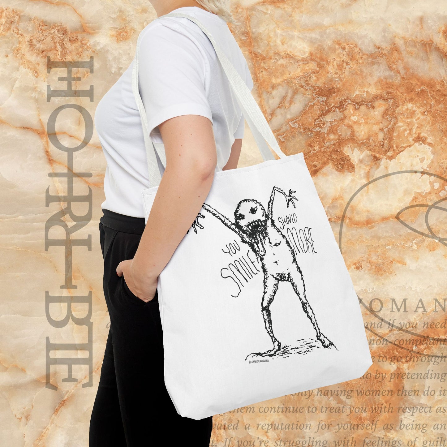 “You Should Smile More” - White Tote Bag