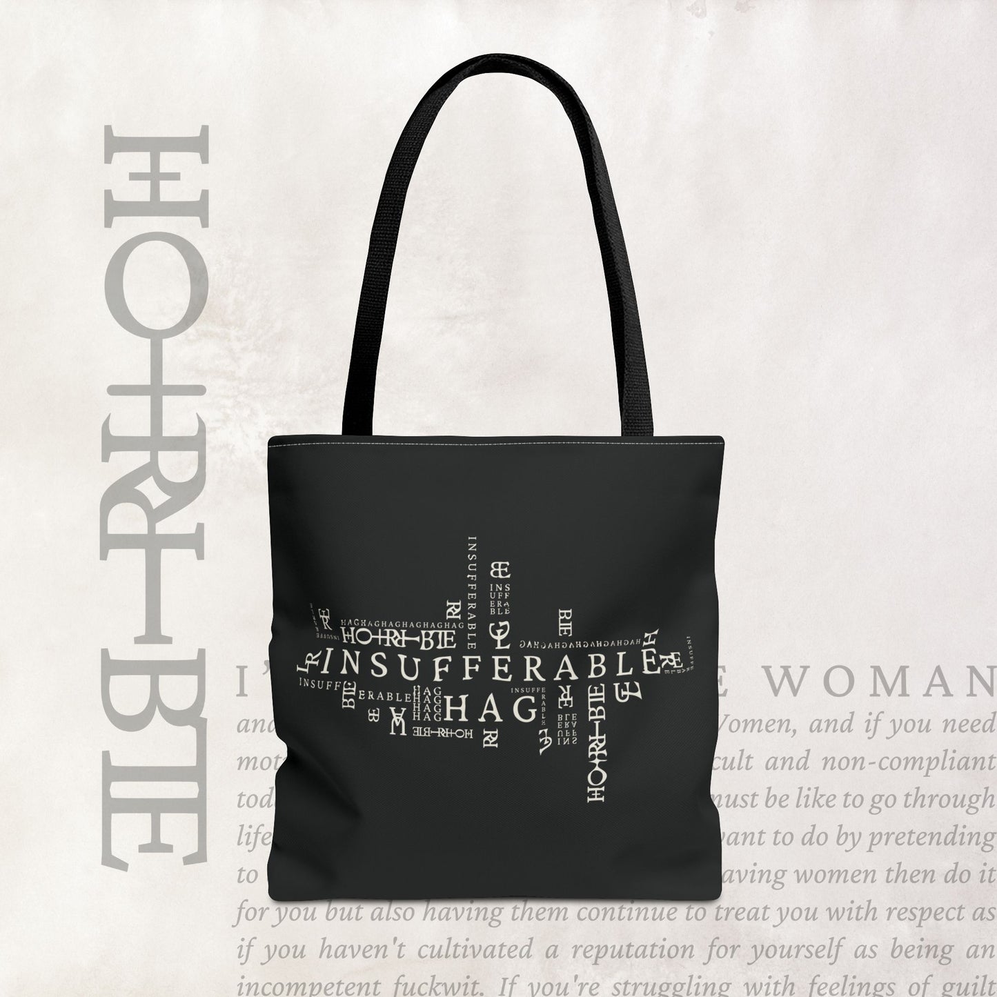 "Insufferable Hag" - Black Tote Bag