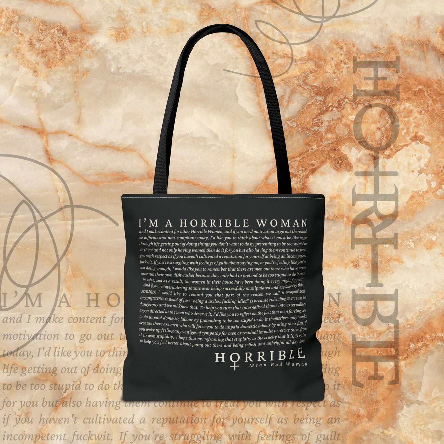 “A Horrible Rant For Horrible Women” -  Black Tote Bag