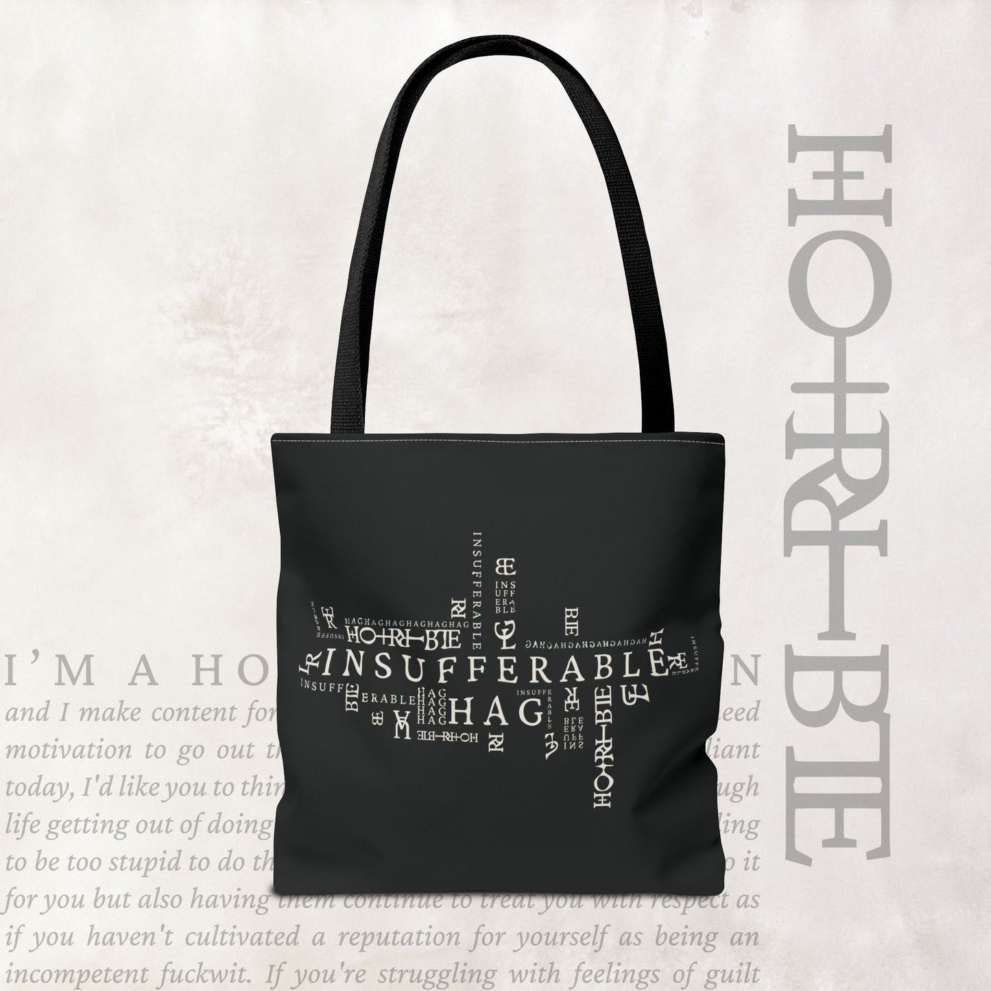 "Insufferable Hag" - Black Tote Bag