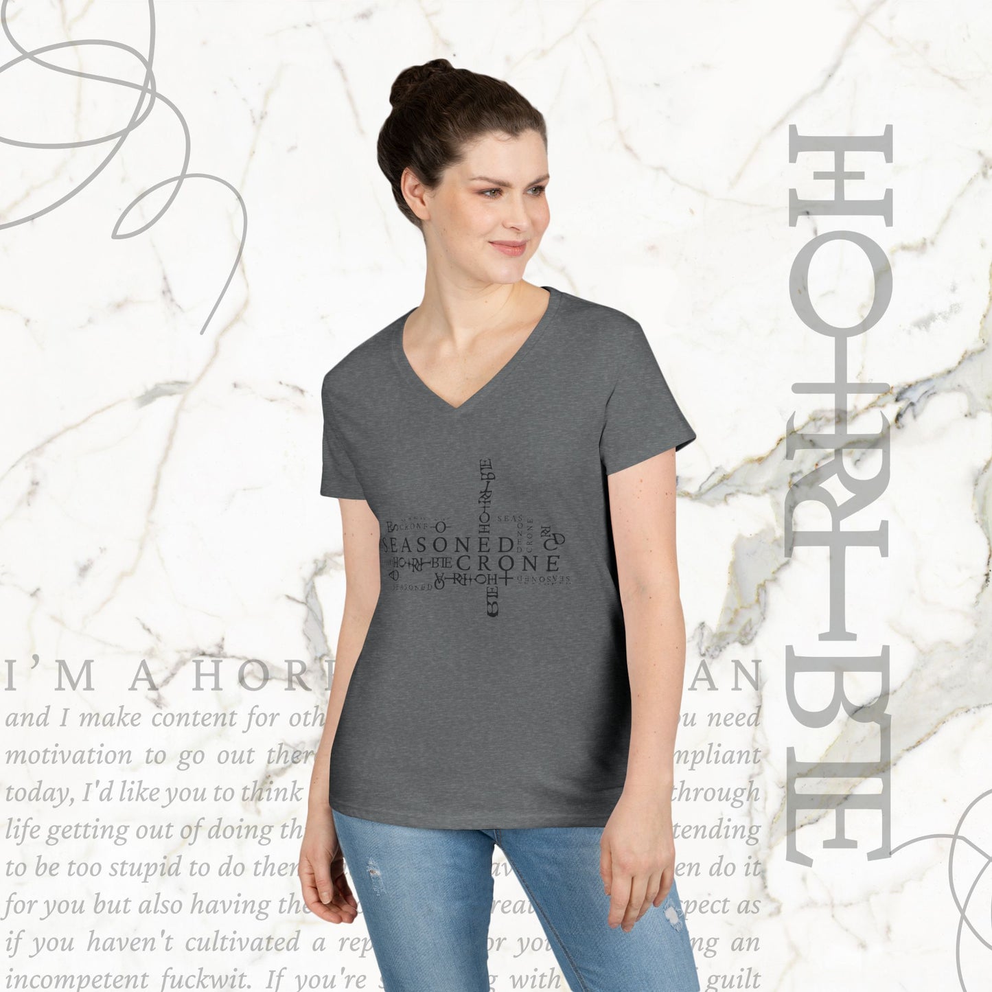 "Seasoned Crone" - V-Neck T-Shirt
