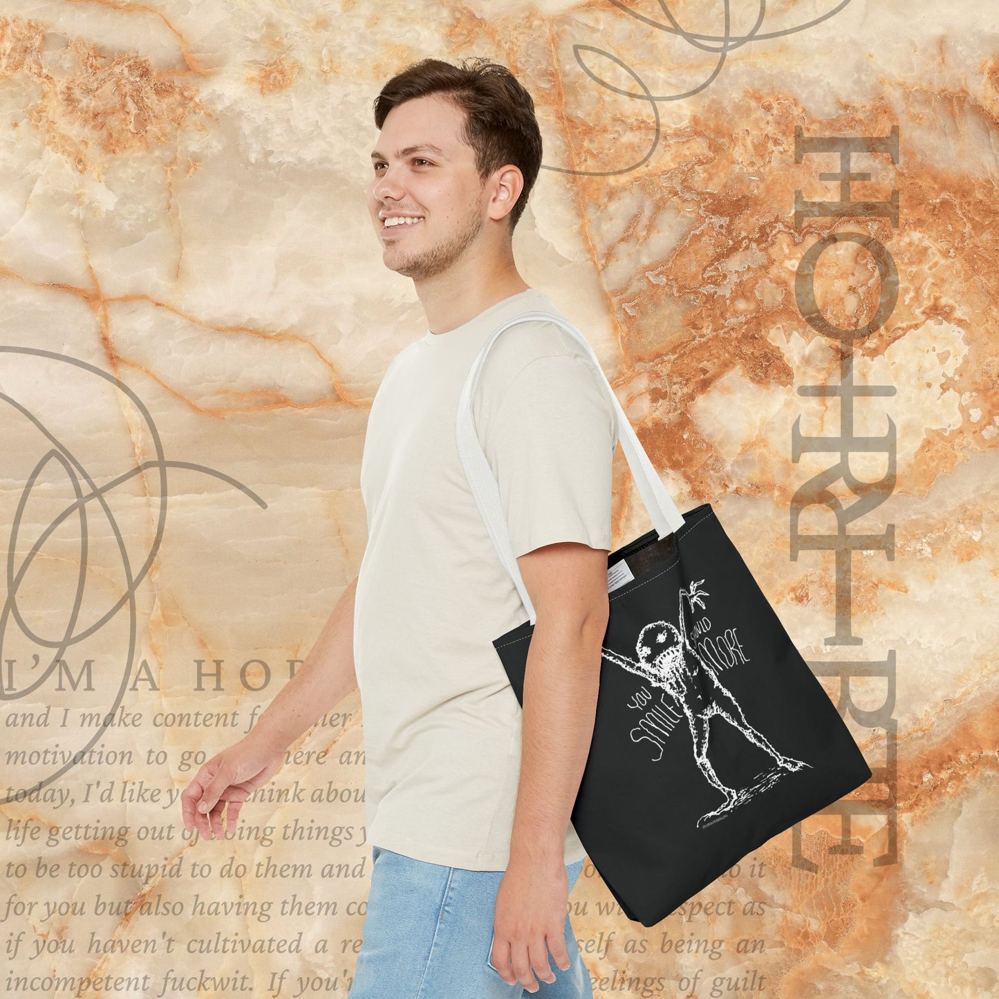 “You Should Smile More” - Black Tote Bag