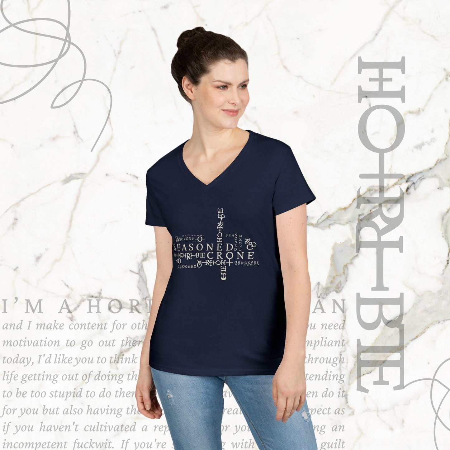 "Seasoned Crone" - V-Neck T-Shirt