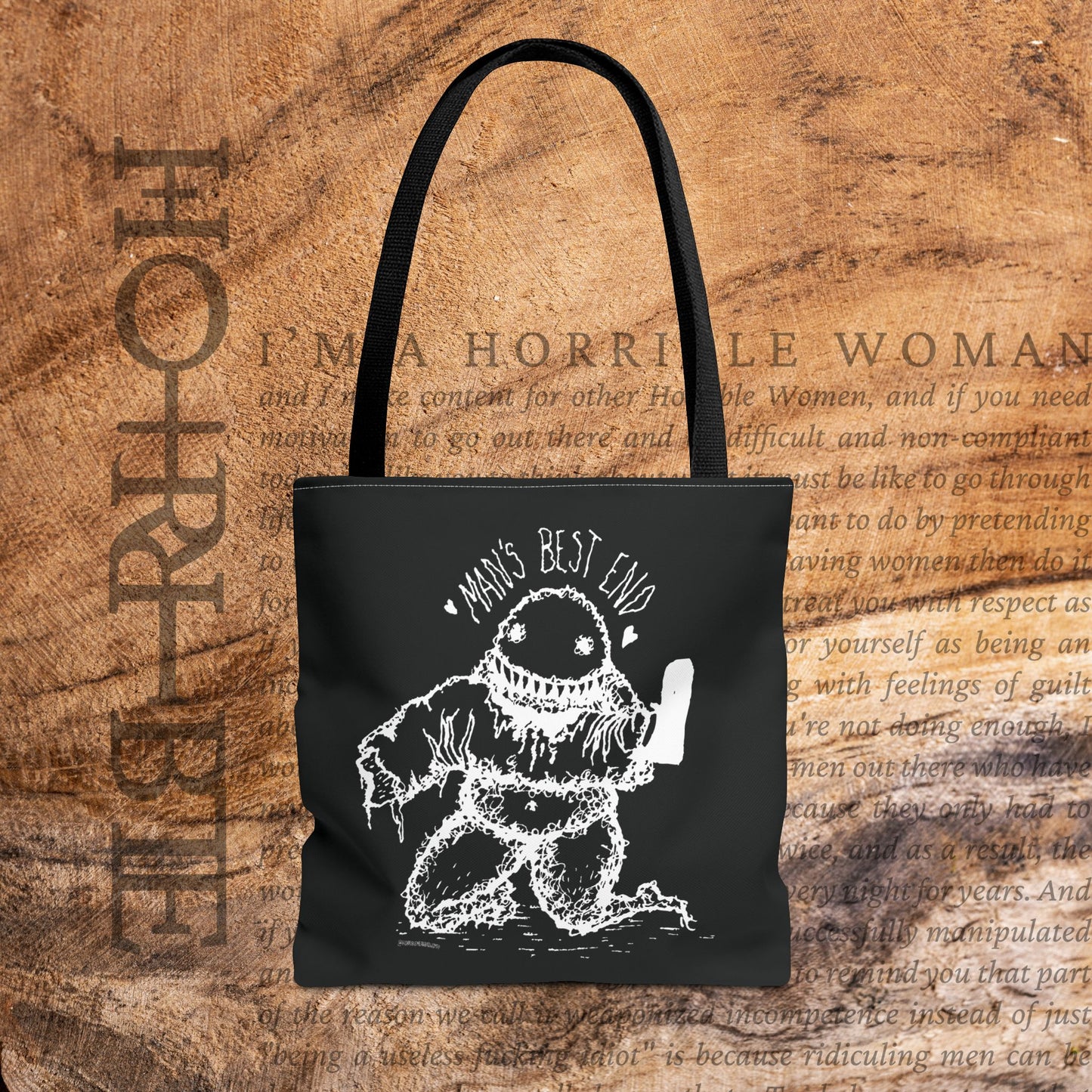 “Man’s Best End” - Black Tote Bag