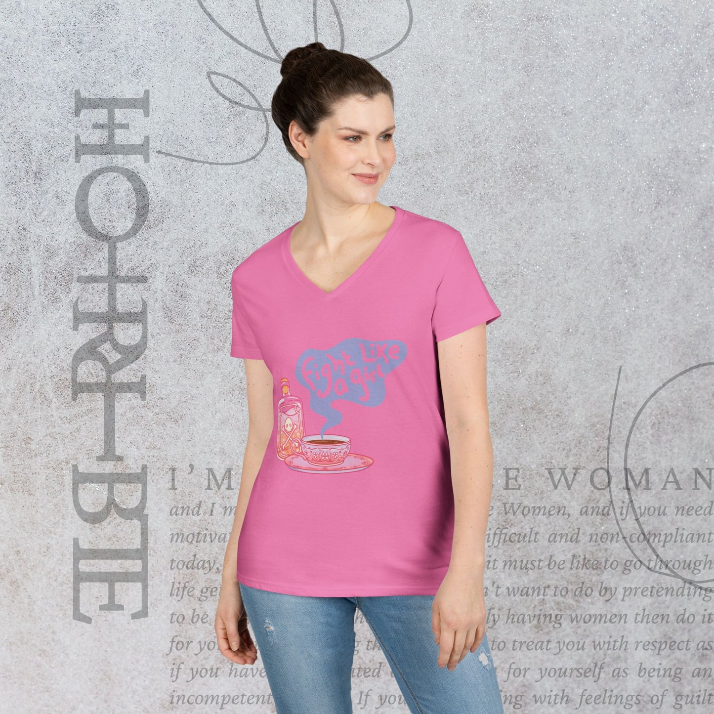 "Fight Like a Girl" - V-Neck T-Shirt