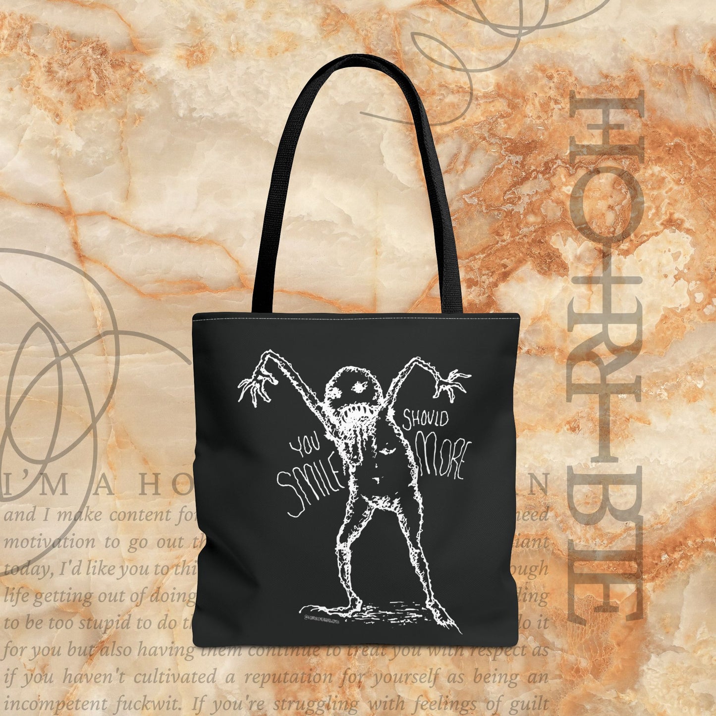 “You Should Smile More” - Black Tote Bag