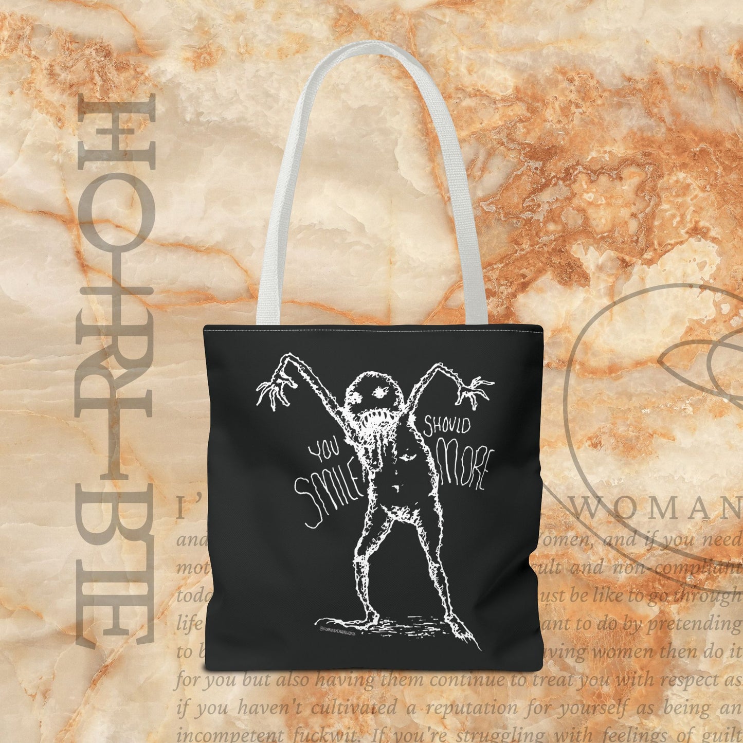 “You Should Smile More” - Black Tote Bag