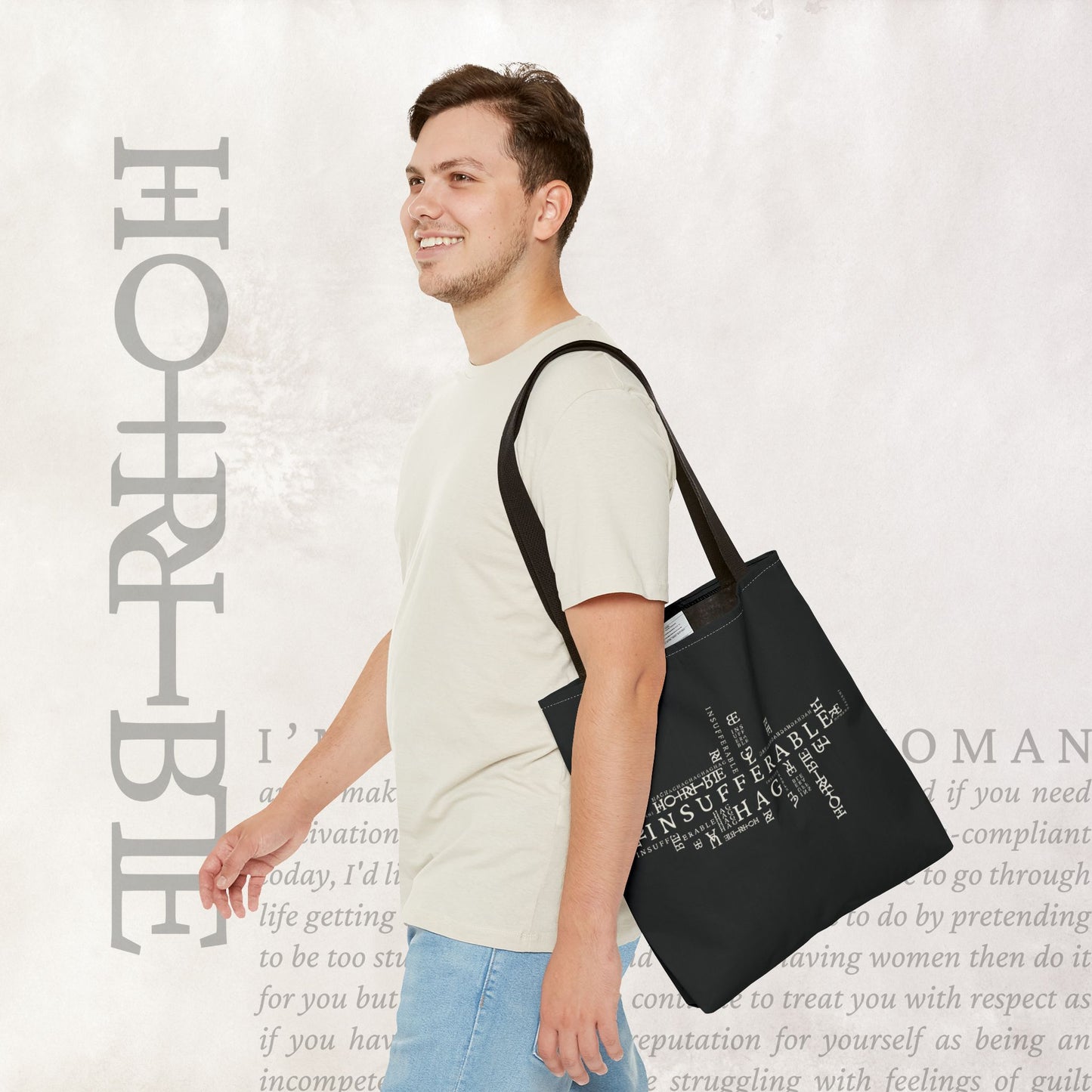 "Insufferable Hag" - Black Tote Bag