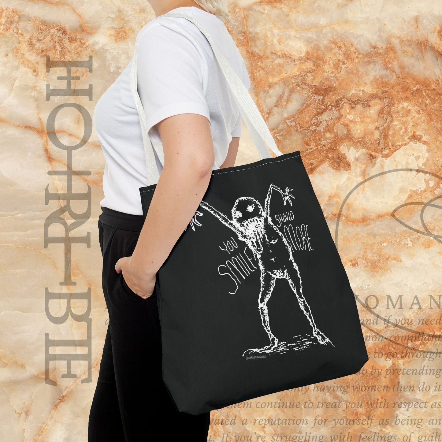 “You Should Smile More” - Black Tote Bag