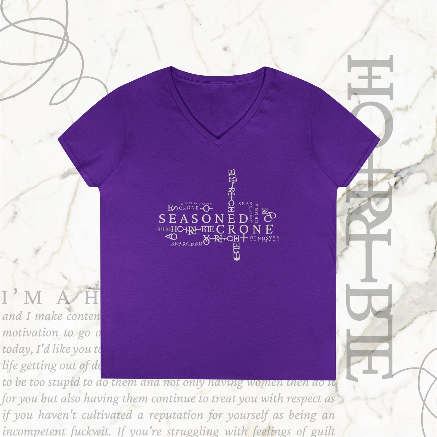 "Seasoned Crone" - V-Neck T-Shirt