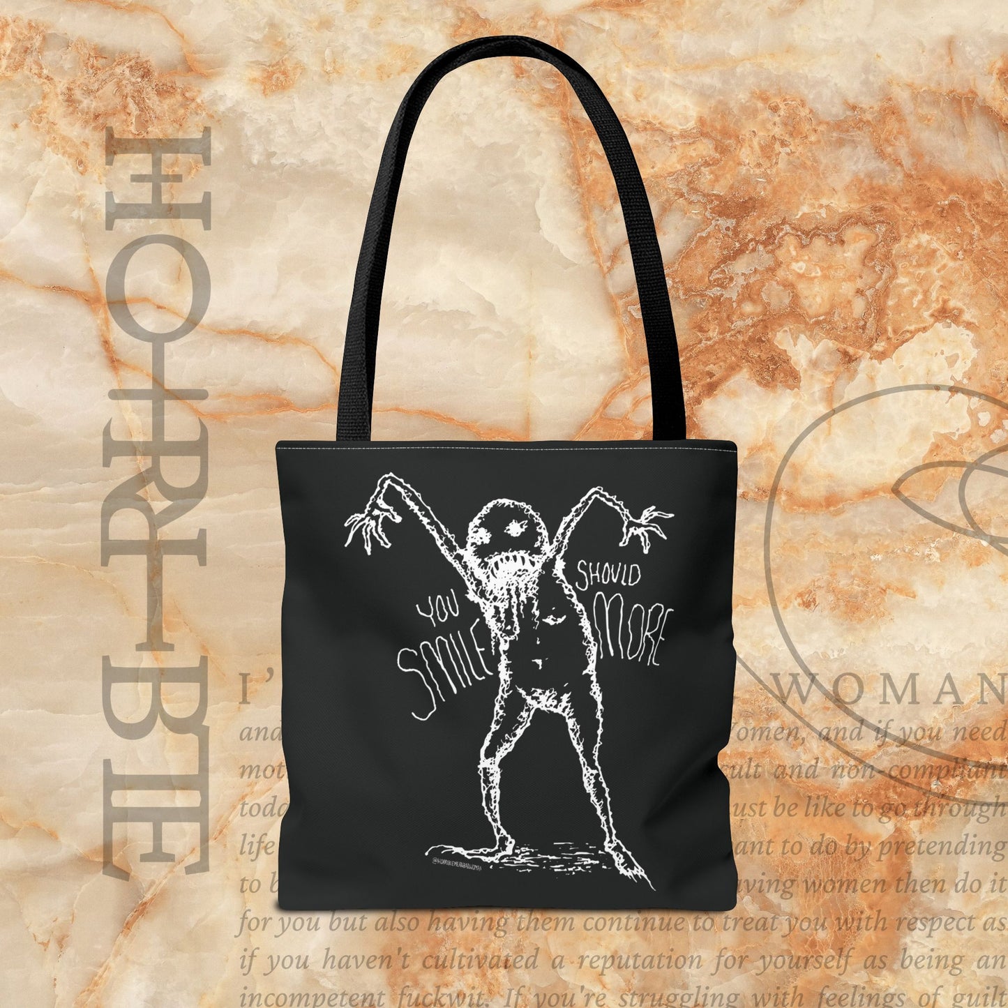 “You Should Smile More” - Black Tote Bag