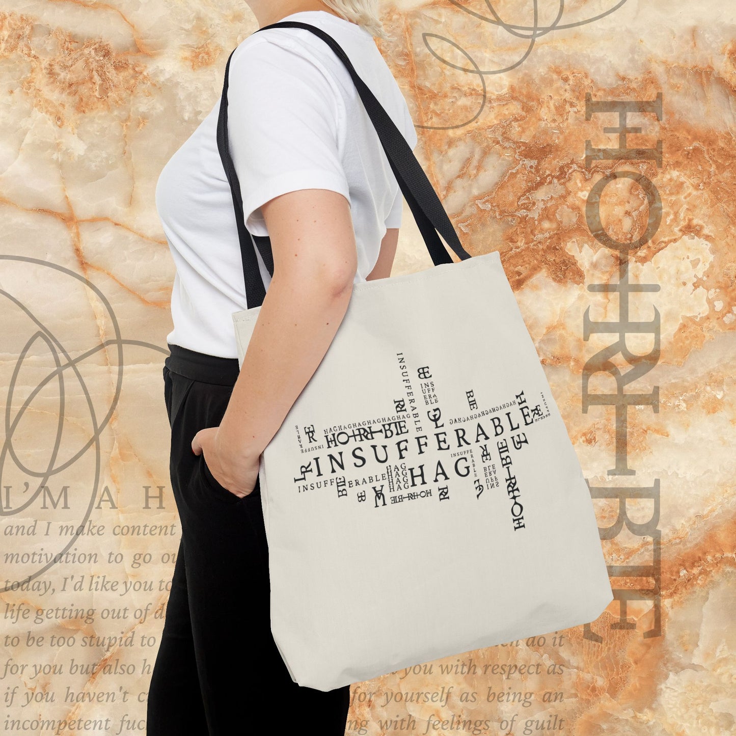 "Insufferable Hag" -  White Tote Bag