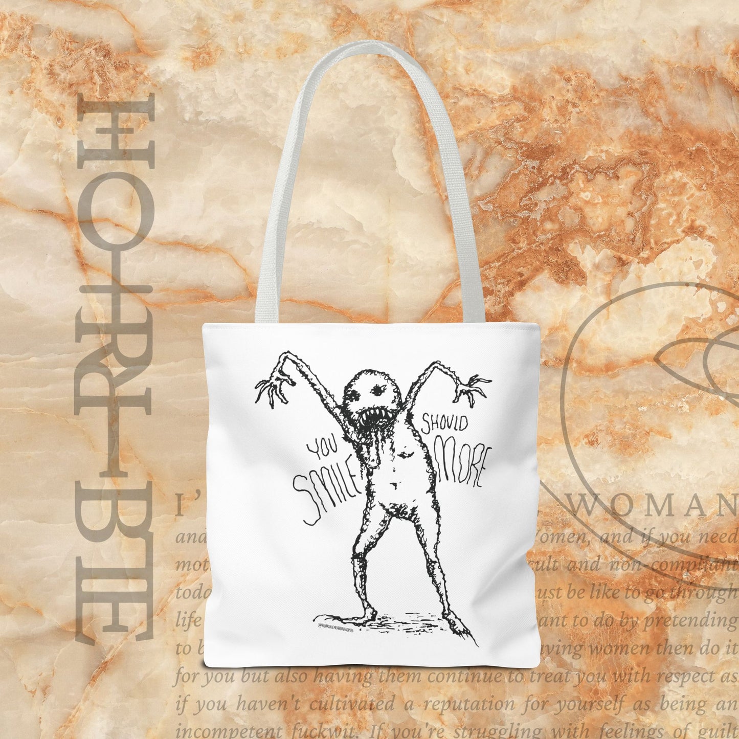 “You Should Smile More” - White Tote Bag