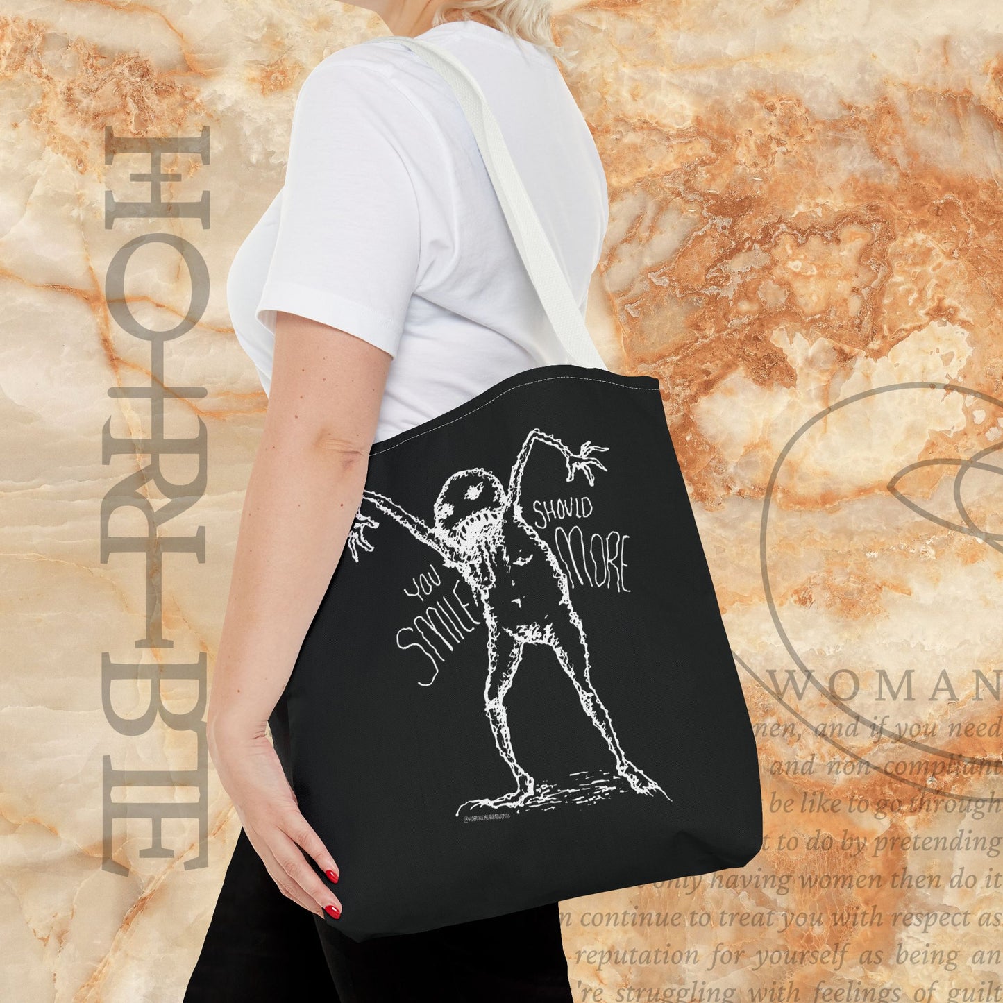 “You Should Smile More” - Black Tote Bag