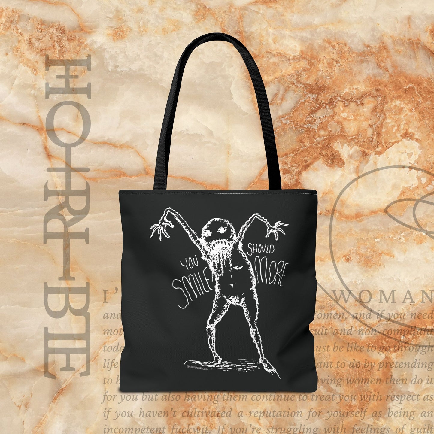 “You Should Smile More” - Black Tote Bag