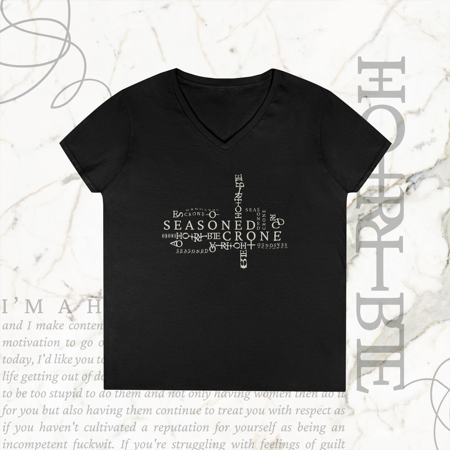 "Seasoned Crone" - V-Neck T-Shirt