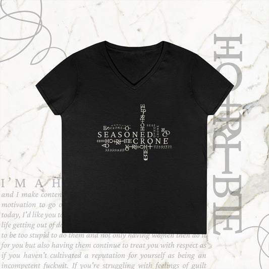 "Seasoned Crone" - V-Neck T-Shirt