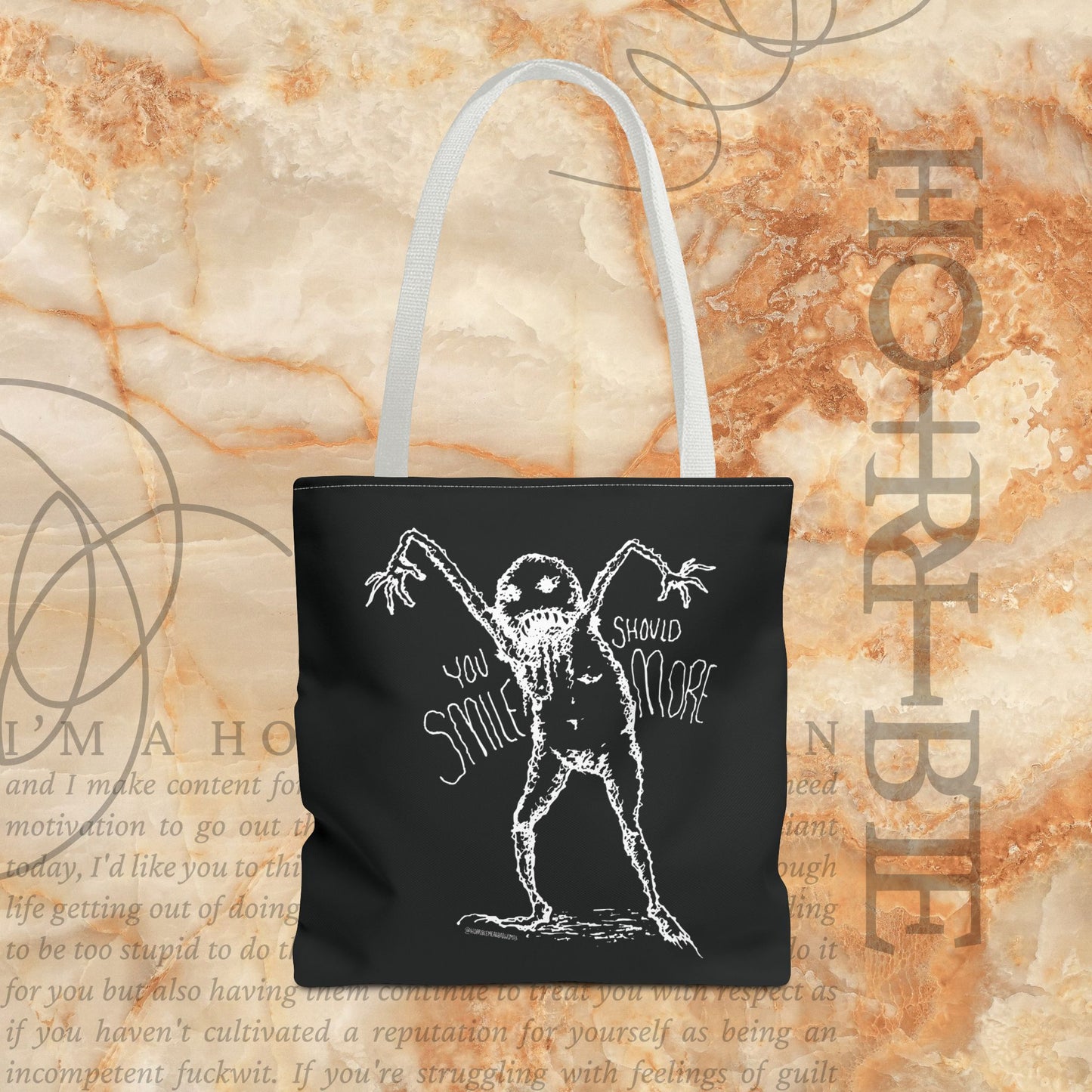 “You Should Smile More” - Black Tote Bag