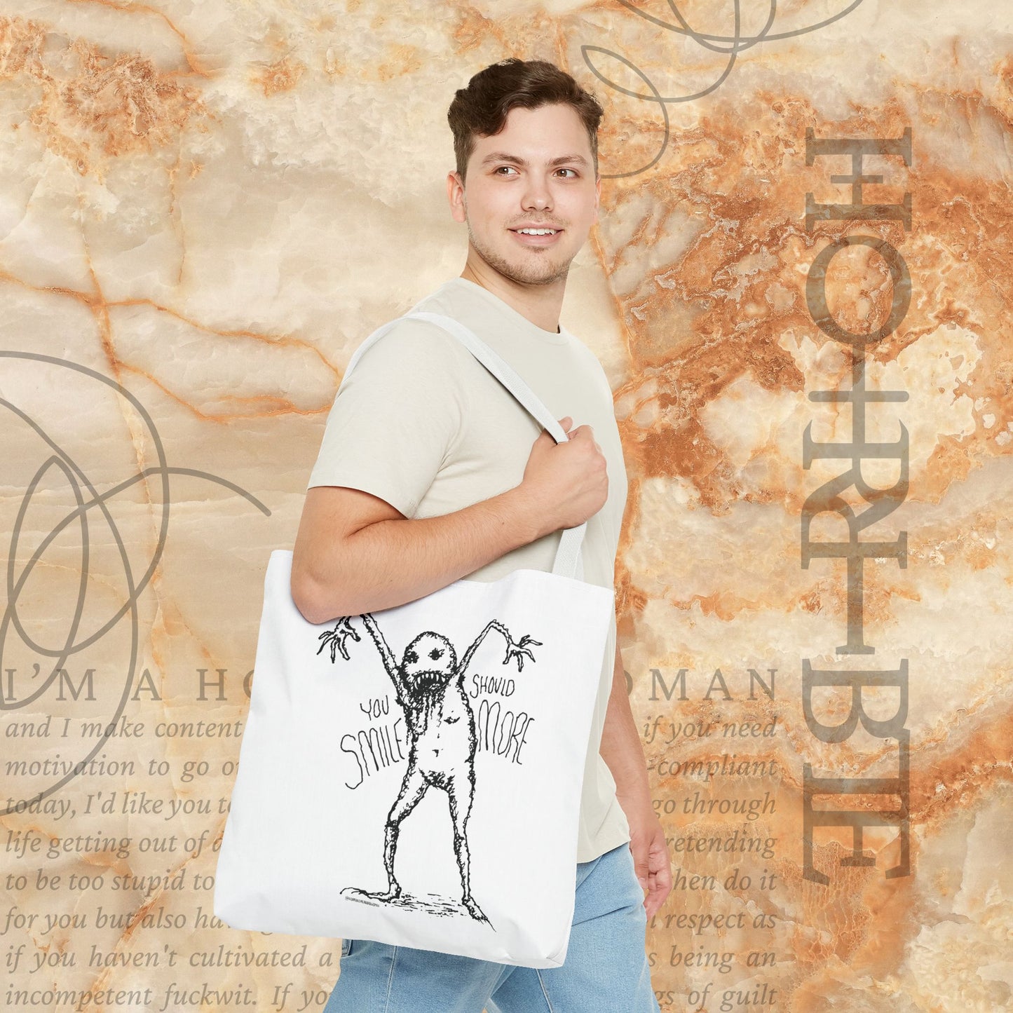 “You Should Smile More” - White Tote Bag