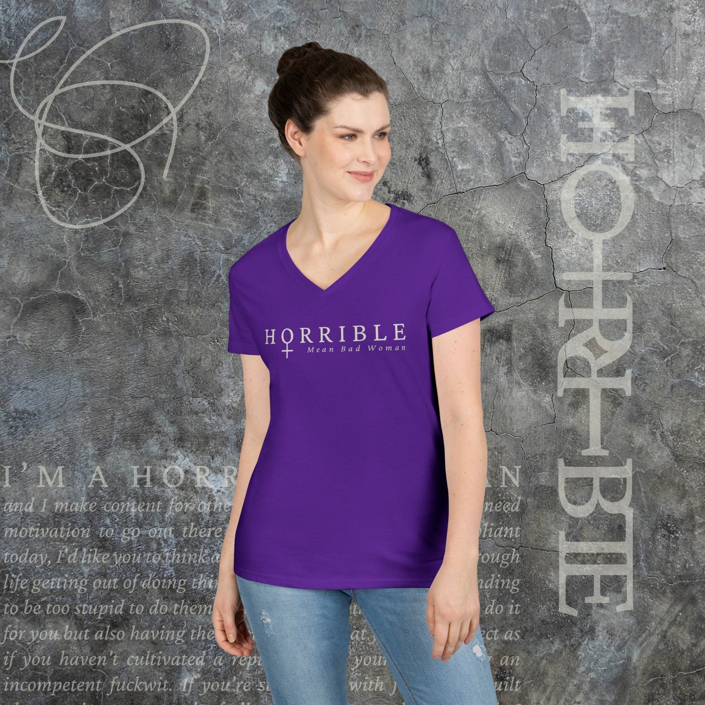 "The Original Horrible Mean Bad Woman" - V-Neck T-Shirt