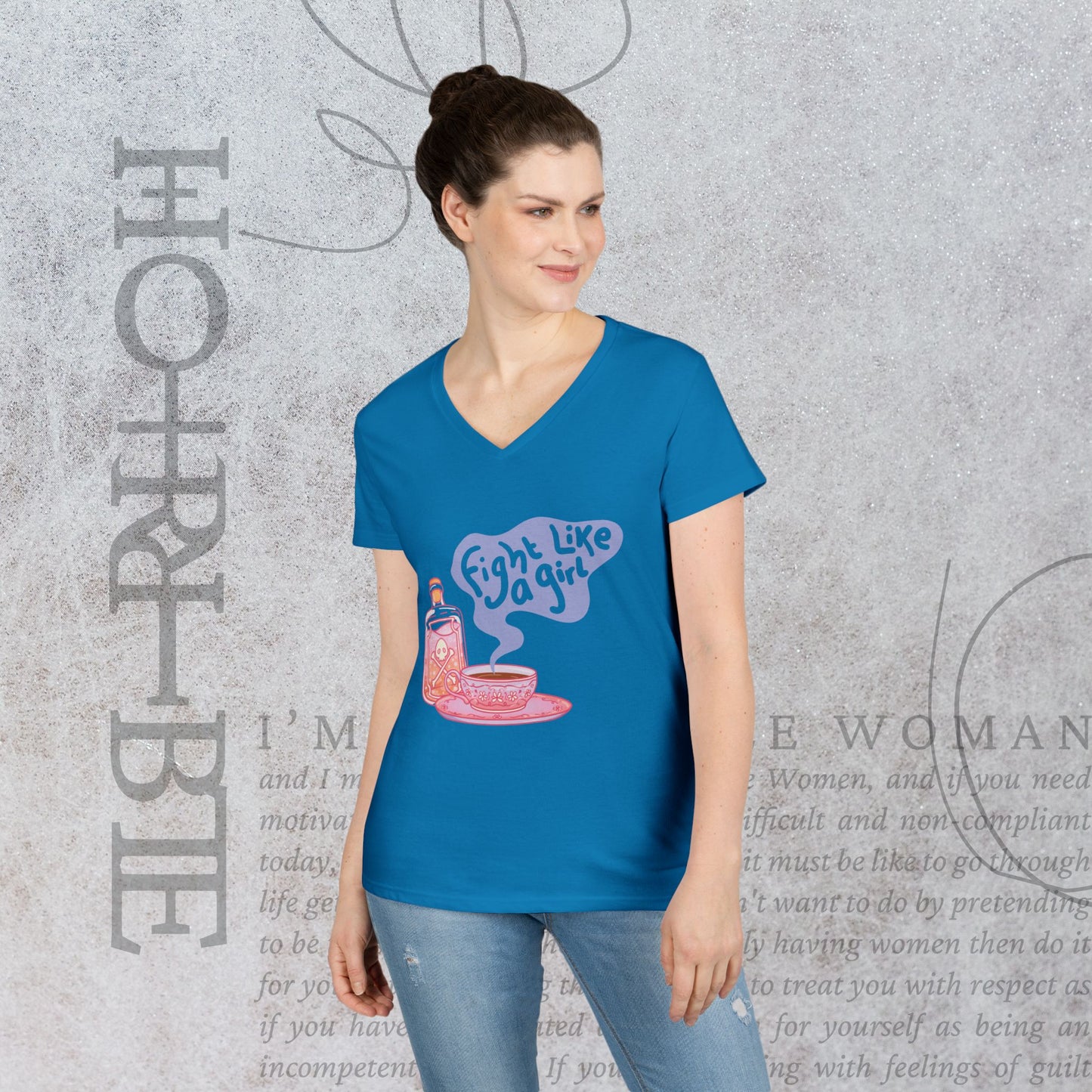 "Fight Like a Girl" - V-Neck T-Shirt
