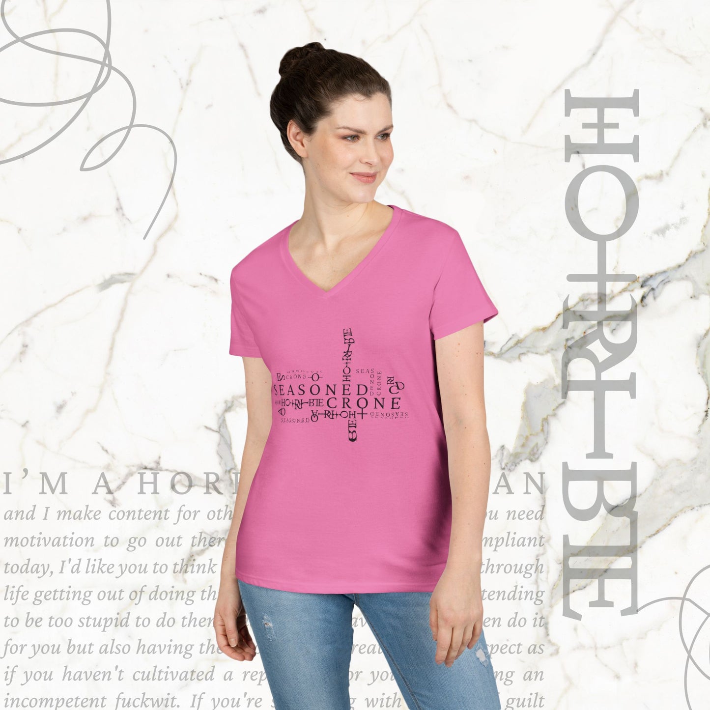 "Seasoned Crone" - V-Neck T-Shirt