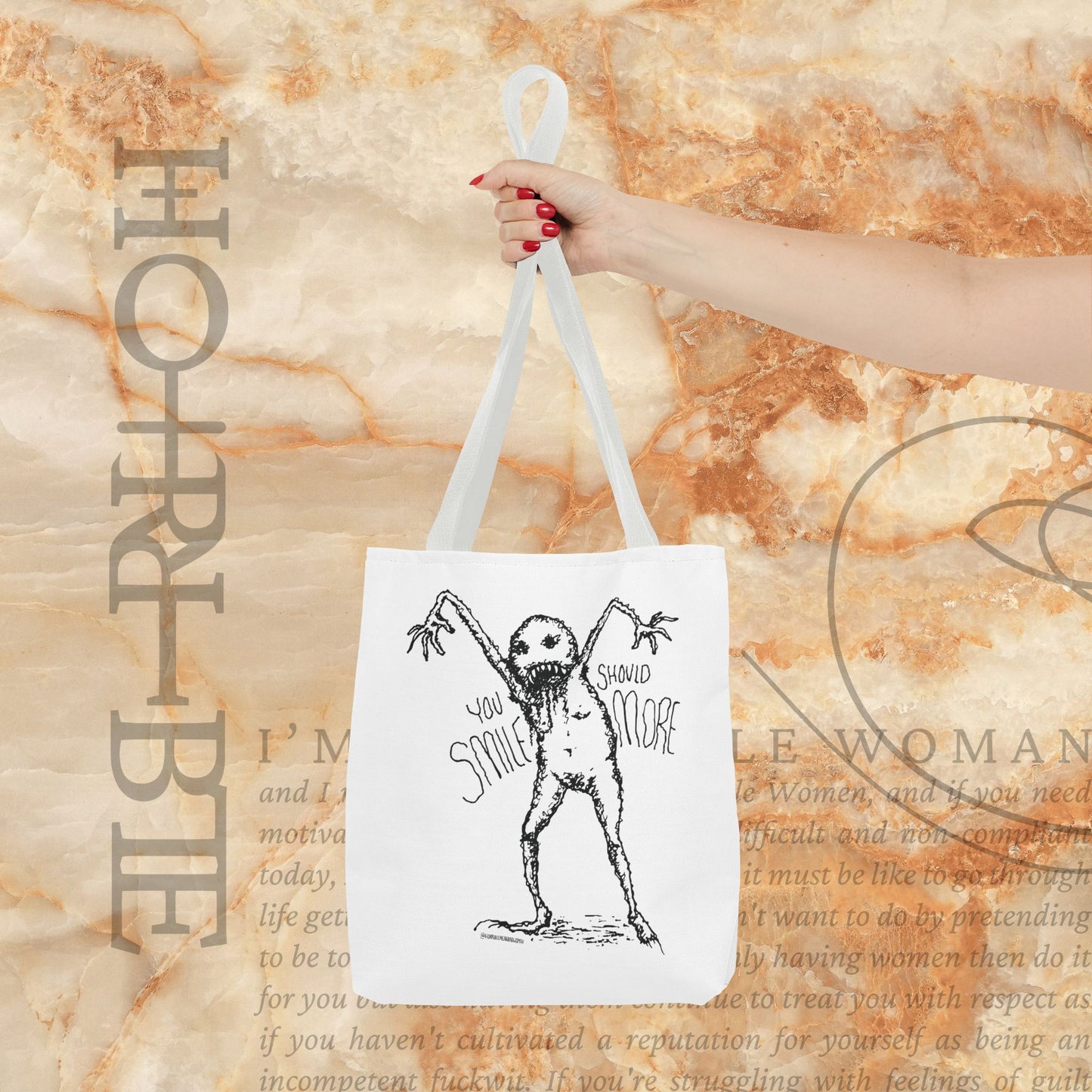 “You Should Smile More” - White Tote Bag
